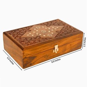 Handmade <b>Wooden</b> Jewellery <b>Box</b> for Women Hand Carved Decorative Jewelry Organizer <b>Keepsake</b> Storage Gift <b>Box</b> 8 Inch - Product Image 6