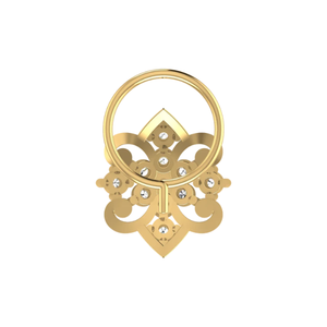 0.14 Carat Natural <b>Diamond</b> <b>Nose</b> Pin-14K Gold Round Brilliant Cut Flower Design Ethnic Style-HI Color VS-SI Clarity - Product Image 5