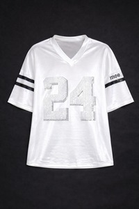 Maillot de football américain graphique en cristal de qualité supérieure, unisexe, en tissu de soie brillant, avec logo personnalisé en strass, style streetwear, fabricant - Product Image 4