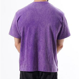 เสื้อยืดคอกลมสไตล์ลำลองสำหรับออกนอกบ้าน ผ้าคอตตอนเนื้อหนักฟอกสีแบบ Acid Wash ให้สัมผัสแบบซีดจาง ระบายอากาศได้ดี ทรงหลวมสบาย - Product Image 2