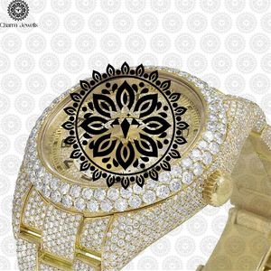 Charm Jewells Luxury Yellow Gold Round Analog <b>Watch</b> 40mm Sapphire Crystal <b>Diamond</b> Bezel Folding Clasp Unisex - Product Image 3
