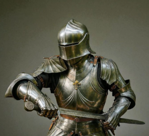 Armadura medieval de la mejor calidad, tipo Sugarloaf, en acero dulce de calibre 18, con acabado pulido, tamaño completo, aproximadamente 7 pies, con acabado pulido. - Product Image 1