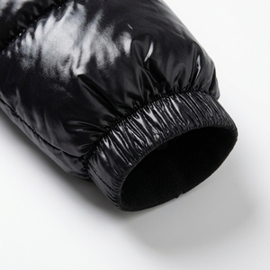 <b>Black</b> Quilted Puffer Jacket With Stand Collar Full Sleeve Zipper Closure <b>Winter</b> <b>Coat</b> For <b>Women</b> Solid Color Polyester Wadding - Product Image 6