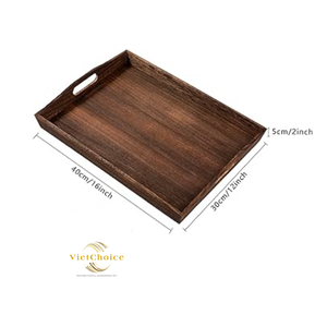 Plateau de service carré en bois poli Vietchoice avec poignée, durable, écologique, compatible lave-vaisselle, qualité alimentaire, non destiné à la vente en gros, Phoebe - Product Image 6