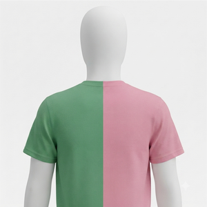 T-shirt personnalisé bicolore rose et vert pour sororité, lettres grecques, 100 % coton, décontracté, estival, élégant, respirant, col rond pour femme - Product Image 4