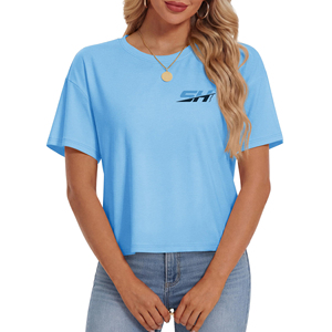Camiseta Corta de Moda para Mujer a Precio Bajo, Ligera, de Mezcla de Algodón, Manga Corta, Cuello Redondo, Cómoda, Informal, para Uso Diario, Verano - Product Image 1