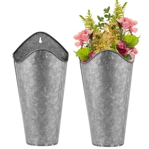 Wholesale Rustic Galvanized Metal Wall Planter Set Decorative Farmhouse Hanging Flower <b>Pots</b> for Indoor Outdoor Garden Decor - Product Image 2
