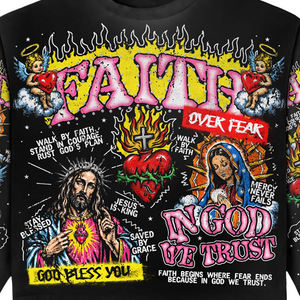 <b>Men's</b> Long Sleeve T-Shirt With Religious Print Regular Fit O-Neck Casual Style Knitted Polyester - Product Image 5
