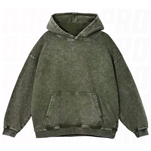 Sudadera con Capucha Personalizada Estilo Urbano Vintage, Lavado Ácido, Corte Cuadrado, con Bolsillos, Adornos de Pedrería, Perlas y Piedras en Forma de X, Premium - Product Image 5