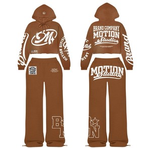 Conjuntos de Sudadera Personalizados para Mujer, Diseño Nuevo de Invierno, Sudadera Corta con Cierre y Pantalones Deportivos, Traje Deportivo Informal de 2 Piezas - Product Image 2