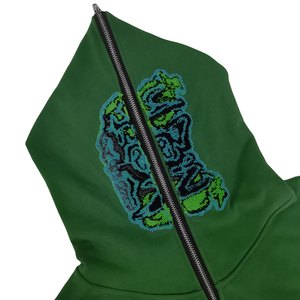 Sweat à capuche zippé intégral personnalisé avec logo brodé en chenille, imprimé, pour homme, style Hip Hop Streetwear décontracté en polaire - Product Image 3