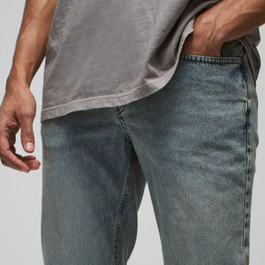 Pantalones Vaqueros Casuales al por Mayor con Logotipo Personalizado, Jeans Ajustados para Hombre / Pantalones Vaqueros de Mezclilla Lavada Azul Claro de Alta Calidad para Hombre - Product Image 4