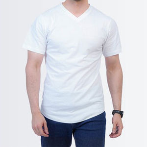 Proveedor de Ropa Deportiva para Hombre 100% Algodón Personalizada, Camiseta Blanca con Cuello en V, Impresión de Logotipo, Envío y Entrega, Diseño OEM - Product Image 2
