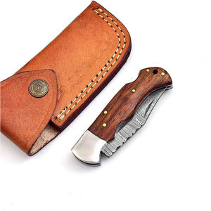 Couteau pliant Damas avec manche au design moderne et lame en acier multicouche, couteau de poche pliant Damas - Product Image 5