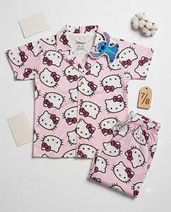 ชุดนอนเด็กผู้หญิงสีชมพู ผ้าฝ้าย แขนสั้น สองชิ้น ผลิตที่เวสต์เบงกอล - Product Image 5