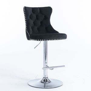 <b>Adjustable</b> Seat <b>Height</b> 25-33 Inch Swivel Velvet Barstools with Comfortable Tufted Backs Chrome Base Home Bar <b>Stools</b> - Product Image 3