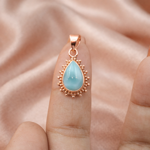 Pendentif en larimar naturel en forme de larme en argent sterling 925, bijou artisanal en pierre précieuse larimar bleue, collier bohème pour femme - Product Image 2