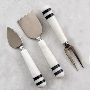 Juego de Cuchillos para Queso Elegantes de Acero Inoxidable y Mármol, Aptos para Lavavajillas, Ideales para Servir Vino, Galletas y Charcutería - Product Image 6