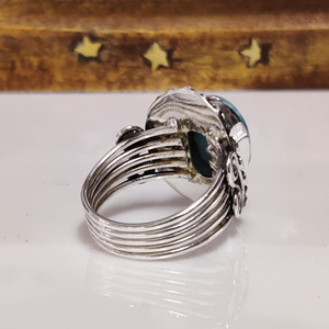 Larimar Gemstone Handmade <b>Ring</b> 925 Sterling <b>Silver</b> Natural Larimar Boho <b>Statement</b> Jewelry - Product Image 3