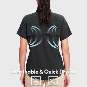 เสื้อเชิ้ตตกปลาแขนสั้นผู้หญิงแบบใหม่ OEM/ODM เนื้อผ้าซับเหงื่อ ป้องกันแสงแดด สไตล์ลำลอง ติดกระดุม - Product Image 2