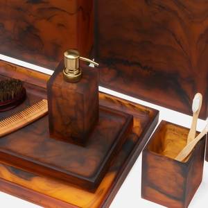 Handmade Woodgrain Resin <b>Bathroom</b> <b>Set</b> Rectangle Four-Piece Durable Soap Dispenser Tray Toothbrush Holder Resin Decor <b>Set</b> - Product Image 1