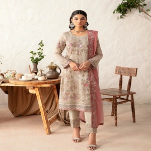 Ramsha Vol R-12 Designers pakistanais trois pièces en mousseline de soie brodée costumes femmes fête porter des robes Panjabi - Product Image 6