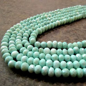 Cuentas de ópalo azul natural facetadas en forma de rondel de 6-7 mm, hilo de piedras preciosas de 7 pulgadas de largo - Product Image 2