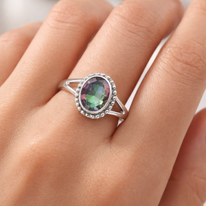 Bague en argent sterling 925 avec topaze mystique, faite à la main, de forme ronde, vente en gros, bague minimaliste, bague pour femme - Product Image 6