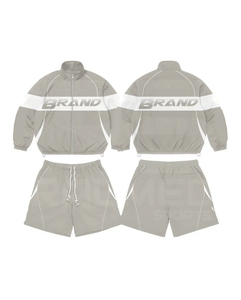 Conjunto Deportivo Unisex de 2 Piezas, Chaqueta con Cremallera y Pantalones Cortos, Estilo Deportivo, Transpirable, 100% Nailon, Ropa Deportiva para Adultos de Primavera - Product Image 4
