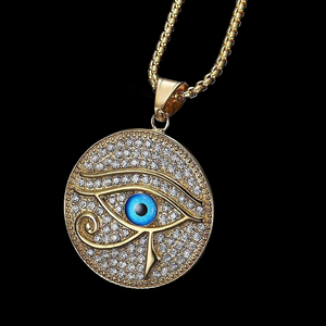 Top Quality <b>Solid</b> <b>Gold</b> Plated the Eye of Horus <b>Pendant</b> Crystal Diamond African Ethnic Egyptian Jewelry Gift For Her - Product Image 1