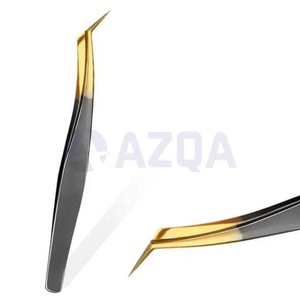 Pince à épiler tendance en acier inoxydable durable en forme de L pour extensions de cils, avec tube de rangement en plastique pour une préhension parfaite - Product Image 6