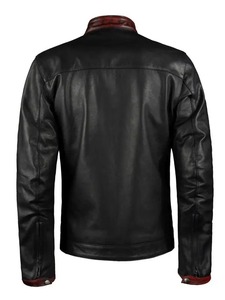 Men’s <b>Retro</b> Maroon And Black <b>Leather</b> <b>Jacket</b> - Product Image 2