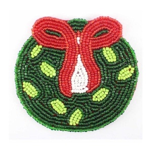 Christmas <b>Tree</b> Glass Beads Coaster Set of 4 Coffee <b>Mug</b> Tea Cup Drink Glass Dining Table Sideboard Home Office Table Coaster - Product Image 6