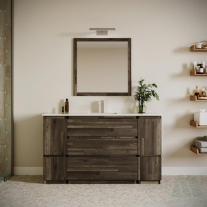 Nouveau modèle de meuble-lavabo en bois sur pied pour salle de bain, avec tiroirs intégrés, assemblage facile, garantie 10 ans, fabriqué au Vietnam - Product Image 3