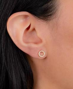 Orecchini a cerchio aperti con zirconi cubici in argento sterling placcato oro |   Macy's - Product Image 2