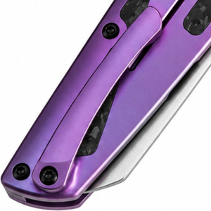 Navajas Plegables Ligeras con Mango con Incrustaciones en Negro y Morado y Hoja Satinada para Uso Diario y de Bolsillo - Product Image 5