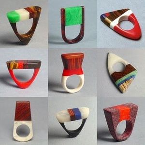 แหวนนิ้วไม้เรซิ่นมีสไตล์สำหรับคนรักแฟชั่น งานฝีมือเรซิ่นทำมือ - Product Image 6