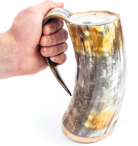 Chope à bière en corne de buffle, chope à boire en corne d'ox, excellent rapport qualité-prix, authentique chope à bière en corne d'ox à prix abordable - Product Image 1