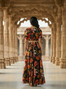 Digital printed georgette <b>lehenga</b> choli with <b>crop</b> <b>top</b> stitched festive wear for wedding party and traditional occasions - Product Image 3