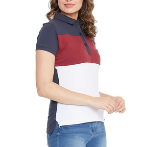 Polo en coton à manches courtes pour femme, col rabattu, collection printemps-automne, vente en gros, personnalisable - Product Image 2