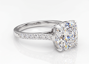 Majestic <b>Cushion</b> Diamond Ring with Pave-set <b>Round</b> Diamond Ring for Women Lab Grown Diamonds - Product Image 4