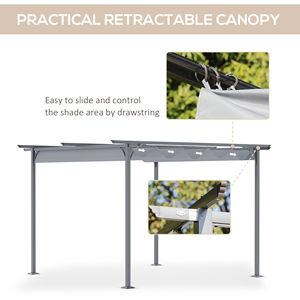 Gazebo Retrattile da Patio 3,5m x 3,5m, Impermeabile e Resistente ai Raggi UV, con Robusta Struttura in Acciaio e Palo in Metallo, Grigio - Product Image 5