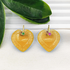 Citrine Quartz Heart Carving Pendant 20mm Heart Shape Citrine Quartz Carved Charm Gold Plated Jewelry Making Pendant Suppliers - Product Image 1