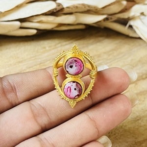 Trendy Boho Turquoise Engagement <b>Ring</b> Tribal Brass Jewelry Women 18K <b>Gold</b> Plated Bezel Set Geometric <b>Cocktail</b> <b>Ring</b> Third Party - Product Image 2