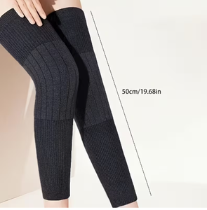 Soft Knit Non-Slip <b>Leg</b> <b>Warmer</b> Black Cotton Spandex Blend Breathable Pull on Support Unisex All Seasons - Product Image 5