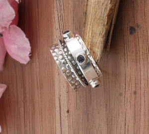 Anillo de Eternidad de Turquesa Natural, Plata de Ley 925, Banda Infinita para Mujer, Gema Azul Violeta Real, Regalo de Boda, Venta al por Mayor - Product Image 5