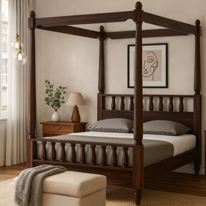 Cama de Plataforma Moderna y Duradera de Madera de Mango, Cama Doble de Madera para Dormitorio, Hogar y Hotel - Product Image 1