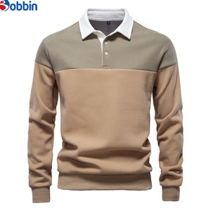 Chemise unisexe décontractée tendance pour homme, respirante, en polyester/coton tricoté, brodée, à manches longues, couleur unie, col rabattu, devant uni - Product Image 4