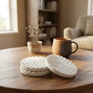 Luxury Handmade Round <b>Marble</b> <b>Coasters</b> Set Premium Natural Stone Coffee Cup <b>Coasters</b> for Home Kitchen Office Decor - Product Image 1