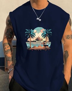 เสื้อกล้ามลำลองสำหรับผู้ชายลายภูเขา น้ำ และต้นมะพร้าว ระบายอากาศได้ดี แห้งเร็ว เป็นมิตรกับสิ่งแวดล้อม พิมพ์ลายดิจิทัล - Product Image 4